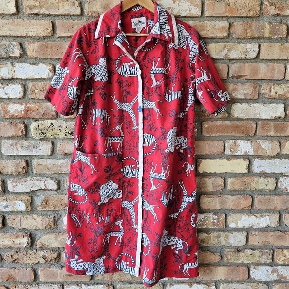 Vintage Button-Down Housedress, Robe, Dressing Gown, Smock - Picture 3 of 15